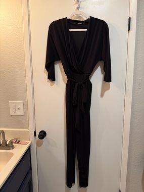 Express Black Wrap Jumpsuit with Pockets - Size Small